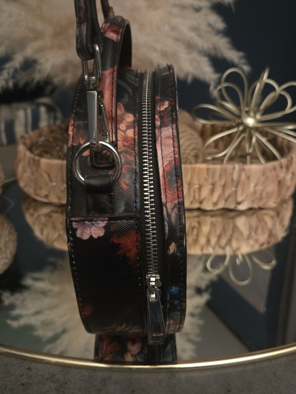 Carlos Santana Floral Canteen Crossbody Bag Moody Rose Circle Purse Boho Goth - Picture 7 of 16